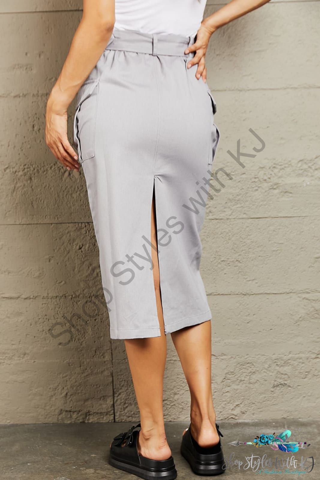 Professional Poise Buckled Midi Skirt Skirts