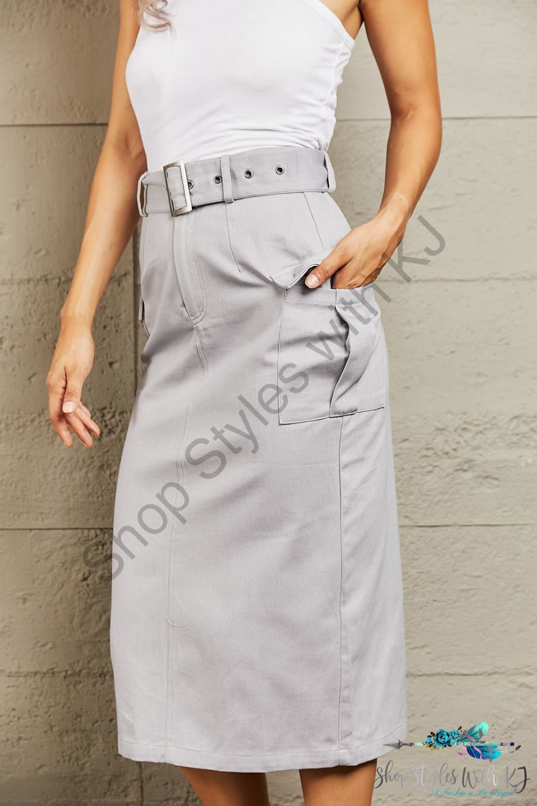 Professional Poise Buckled Midi Skirt Skirts