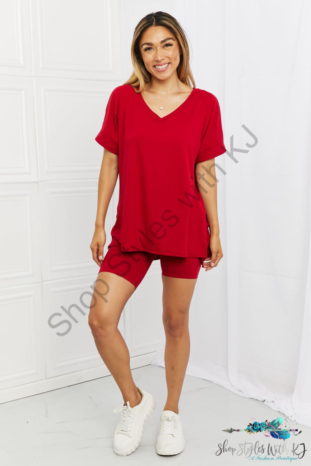 Zenana Full Size Quiet Moments Brushed Lounge Set In Burgundy