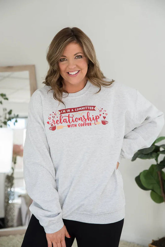 Relationship with Coffee Crewneck Graphic Sweatshirt