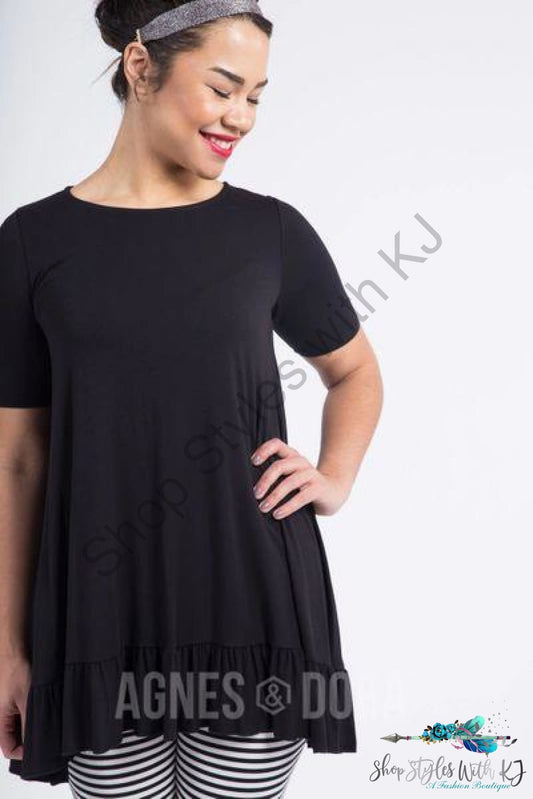 Ruffle Tunic Black Tunic