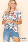 Sketched In Floral Ruffle Sleeve Top Kjb