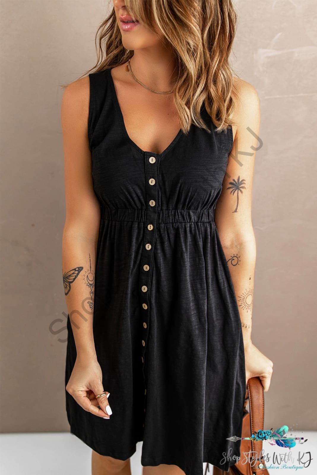 Sleeveless Button Down Mini Dress Dresses