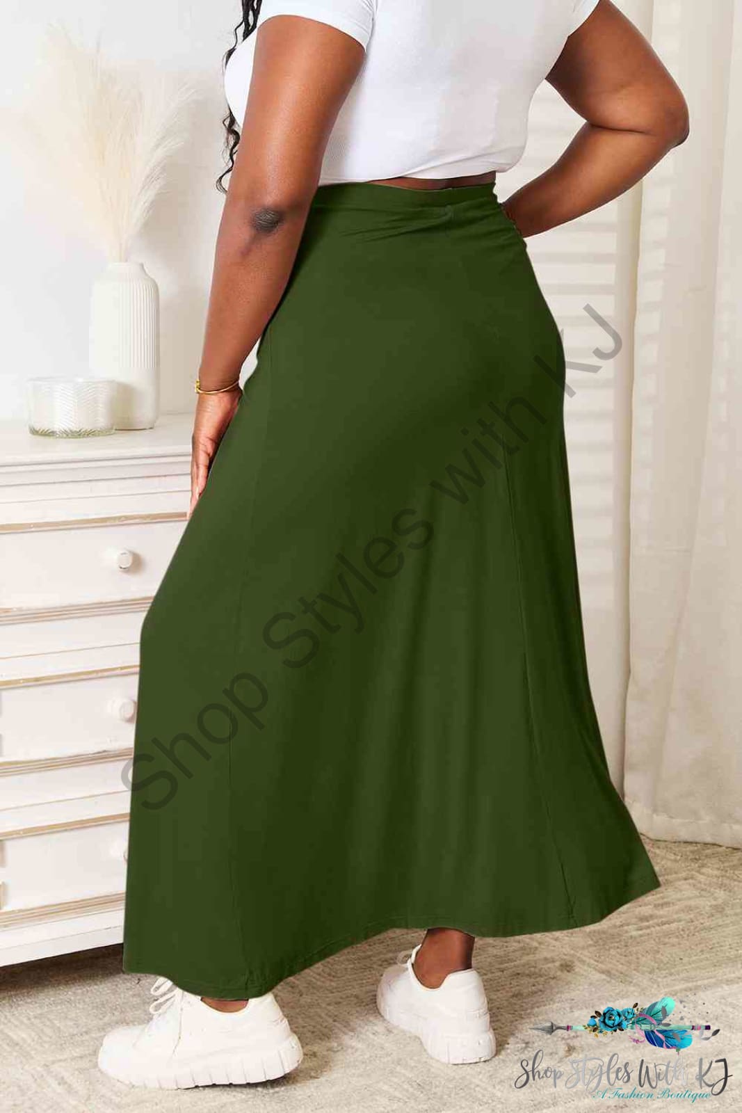 Double Take Full Size Soft Rayon Drawstring Waist Maxi Skirt Skirts