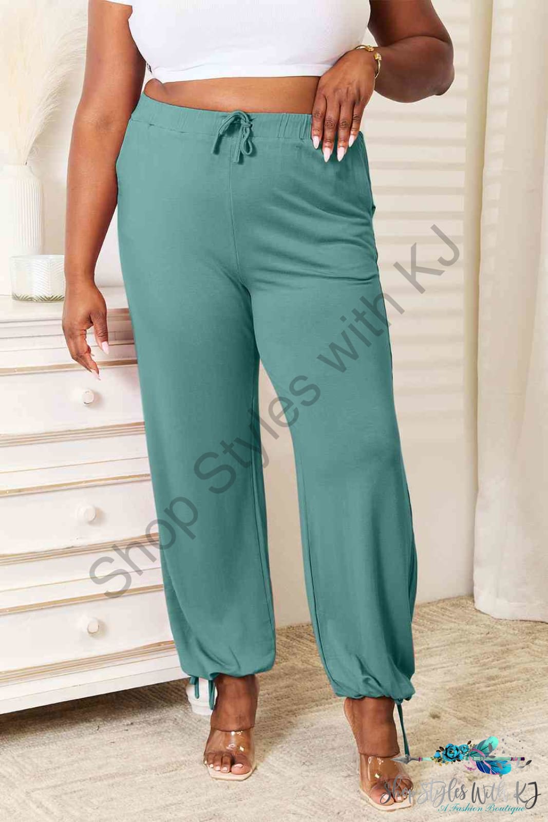 Soft Rayon Drawstring Waist Pants With Pockets