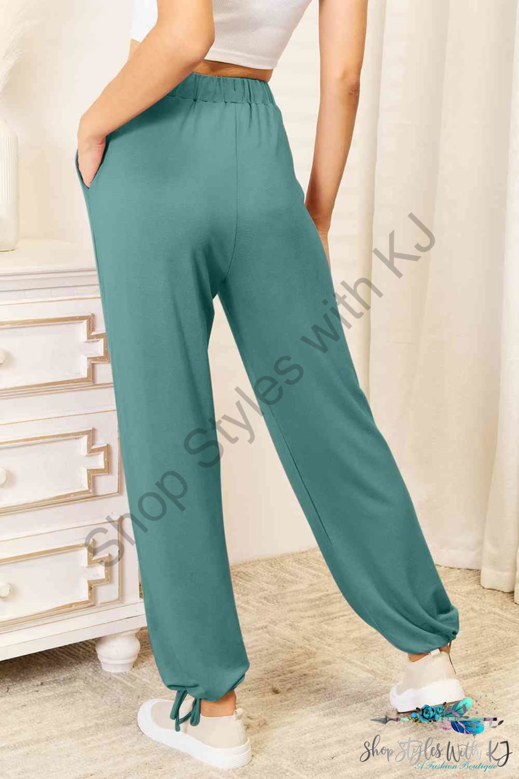 Soft Rayon Drawstring Waist Pants With Pockets