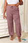 Soft Rayon Drawstring Waist Pants With Pockets Light Mauve / S