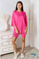 Basic Bae Full Size Soft Rayon Three-Quarter Sleeve Top And Shorts Set Hot Pink / S