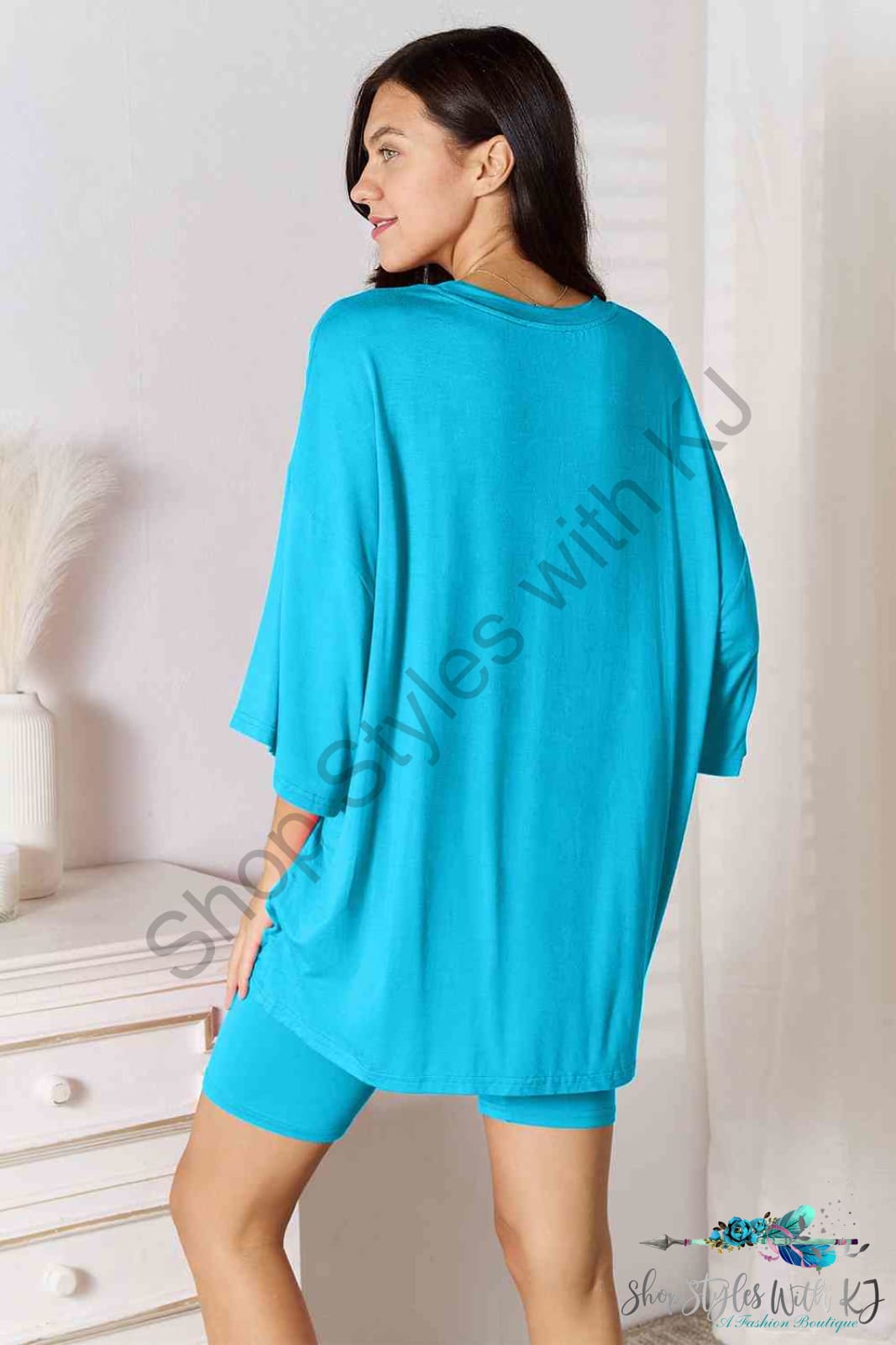 Basic Bae Full Size Soft Rayon Three-Quarter Sleeve Top And Shorts Set