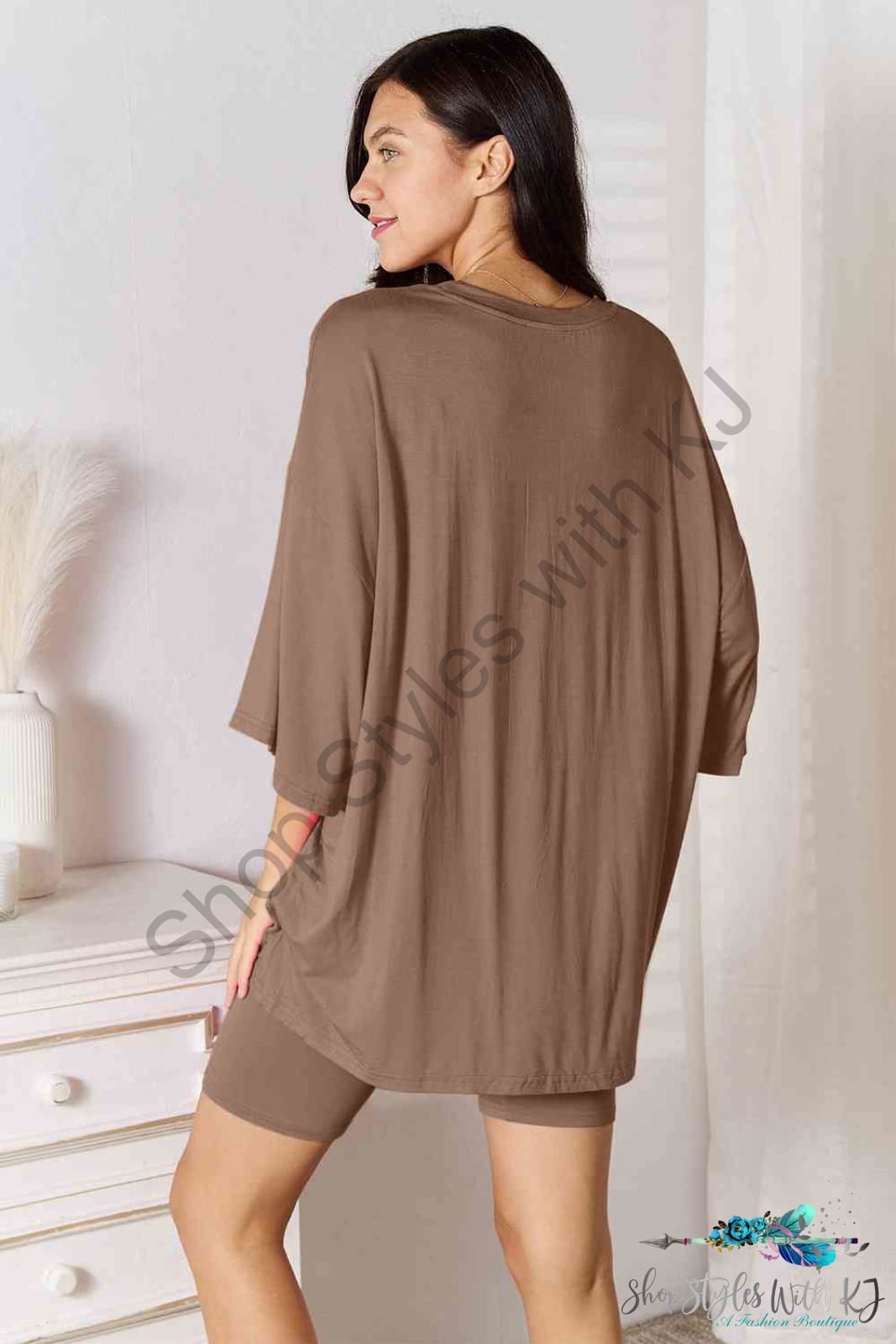 Basic Bae Full Size Soft Rayon Three-Quarter Sleeve Top And Shorts Set