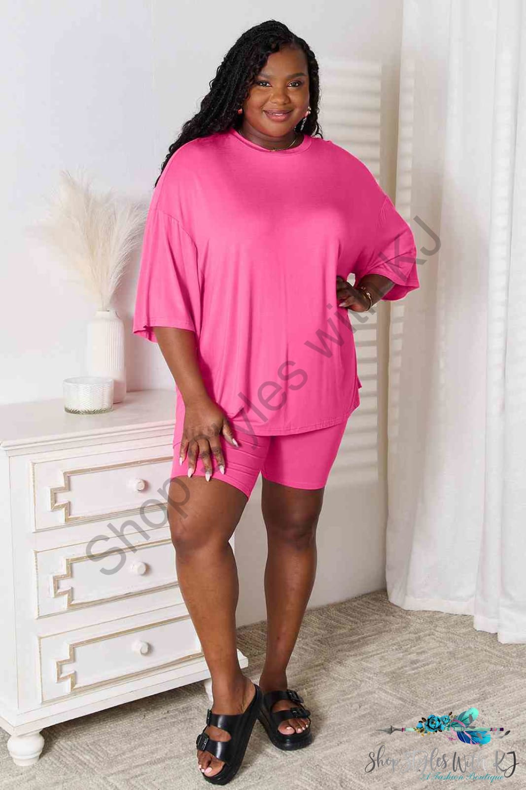 Basic Bae Full Size Soft Rayon Three-Quarter Sleeve Top And Shorts Set