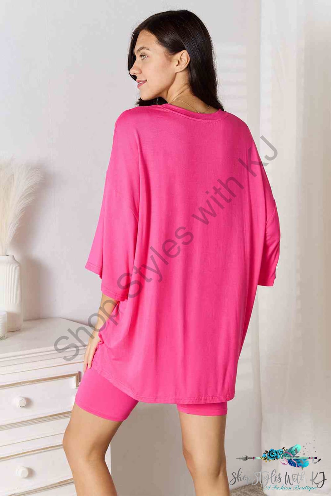Basic Bae Full Size Soft Rayon Three-Quarter Sleeve Top And Shorts Set