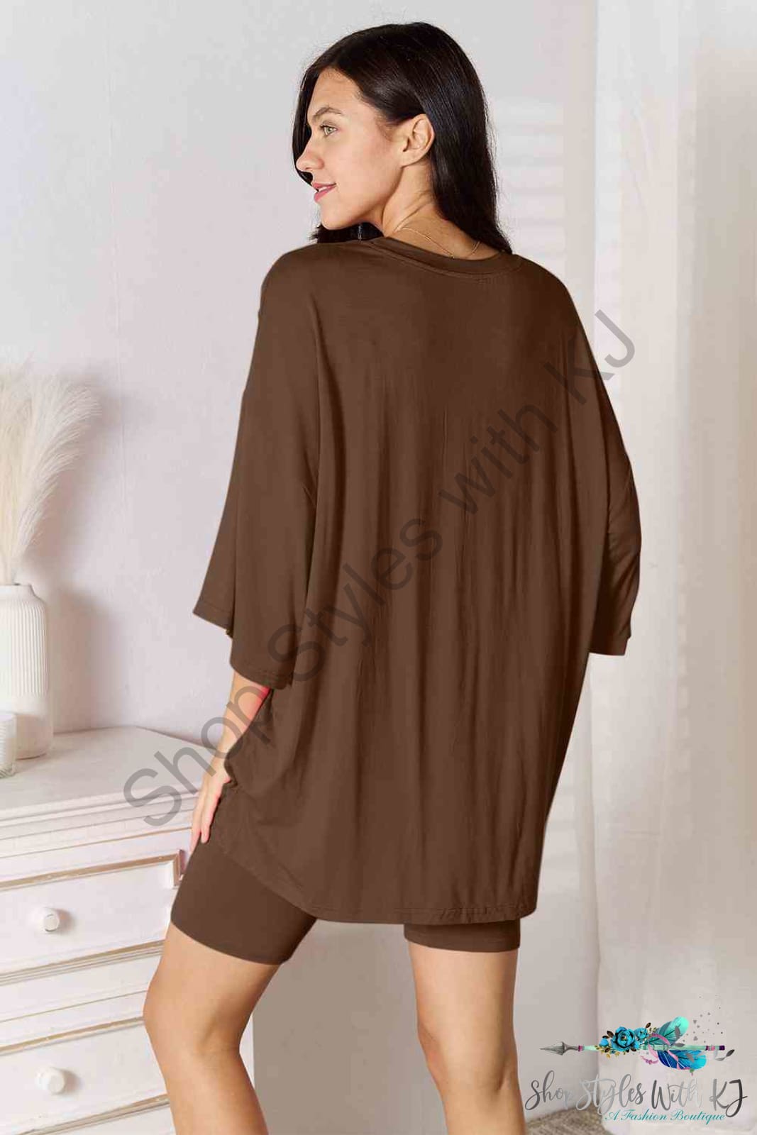 Basic Bae Full Size Soft Rayon Three-Quarter Sleeve Top And Shorts Set