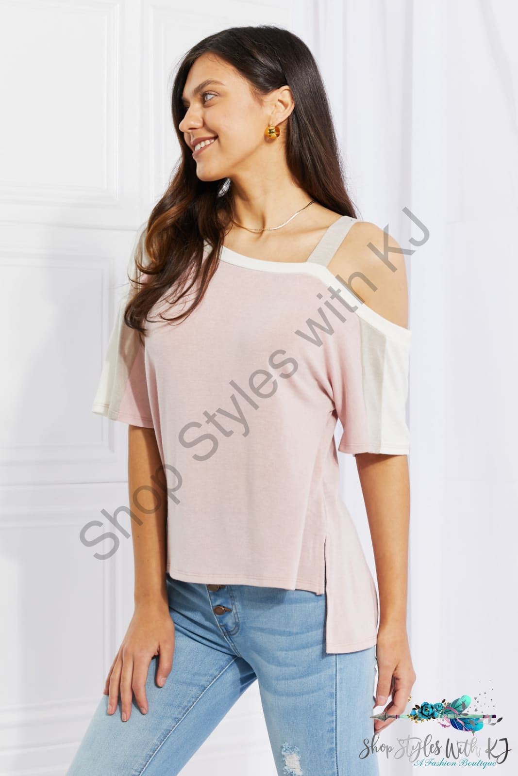 Something Simple Cold Shoulder Tee Shirts & Tops
