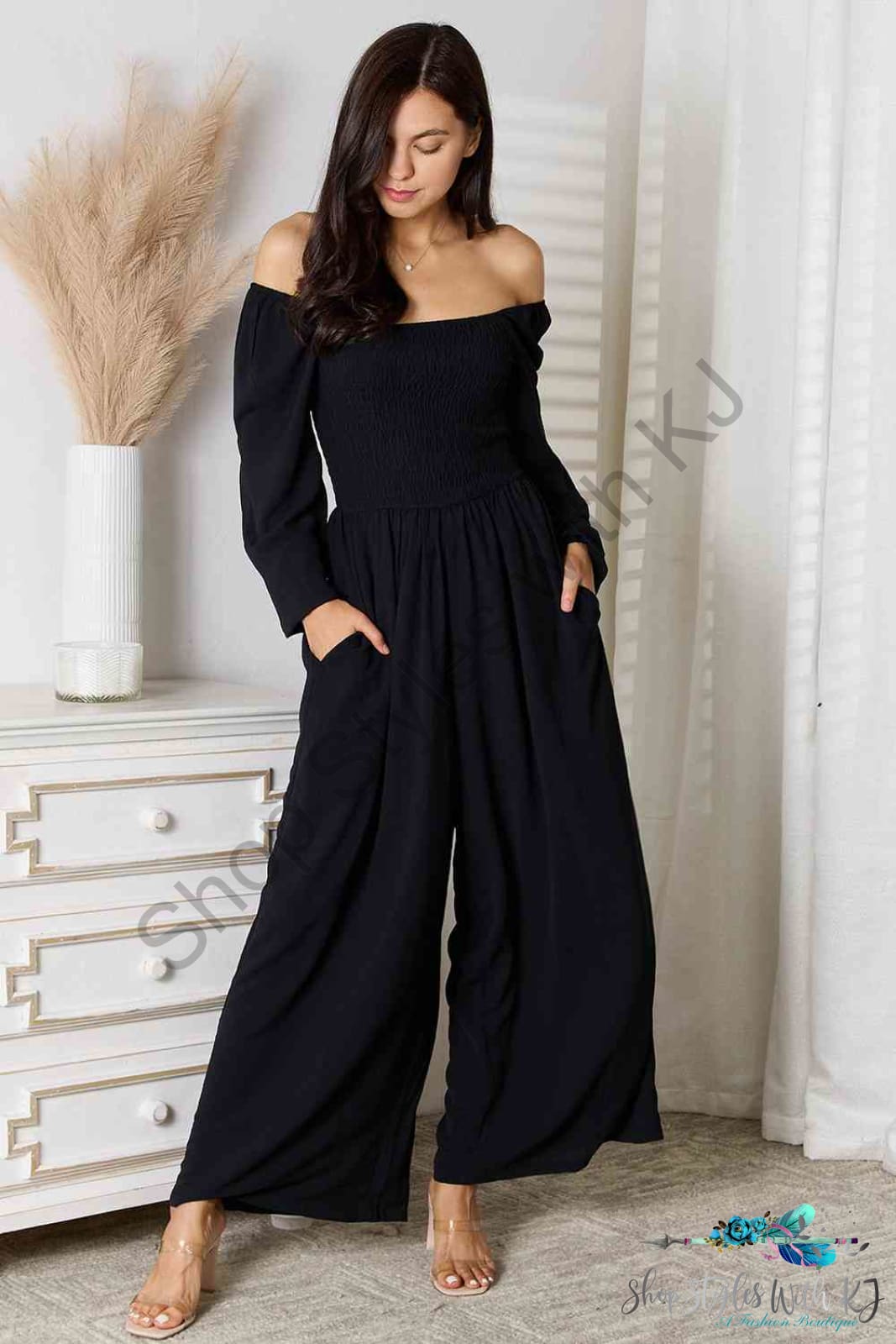 Double Take Square Neck Jumpsuit With Pockets