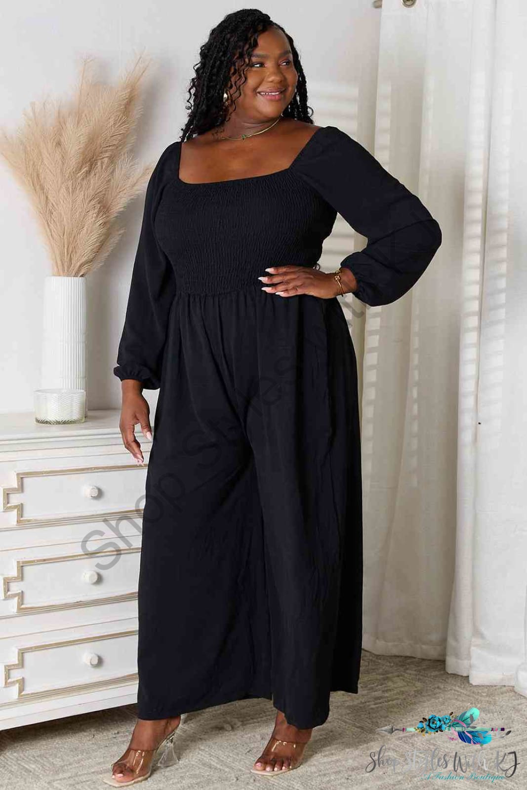 Double Take Square Neck Jumpsuit With Pockets