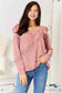 Square Neck Ruffle Shoulder Long Sleeve T-Shirt Shirts & Tops