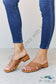 Step Into Summer Criss Cross Wooden Clog Mule In Brown Shoes