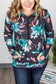 Teal Blue Floral Half Zip Hoodie