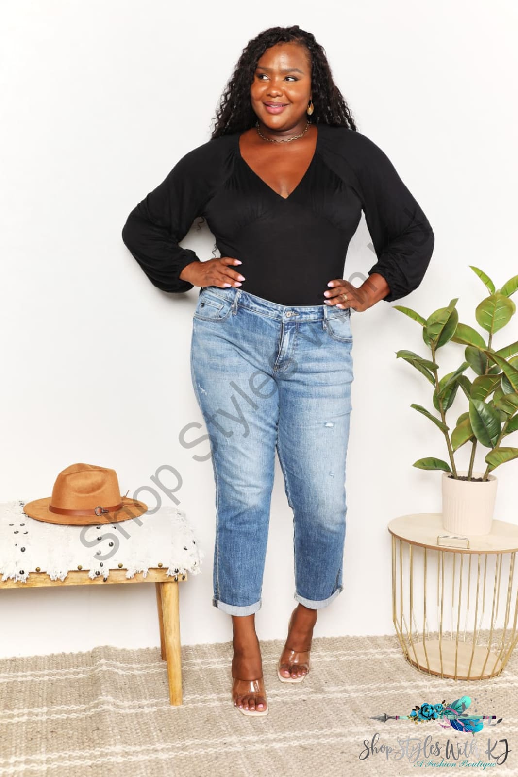 Culture Code Full Size V- Neck Bodysuit