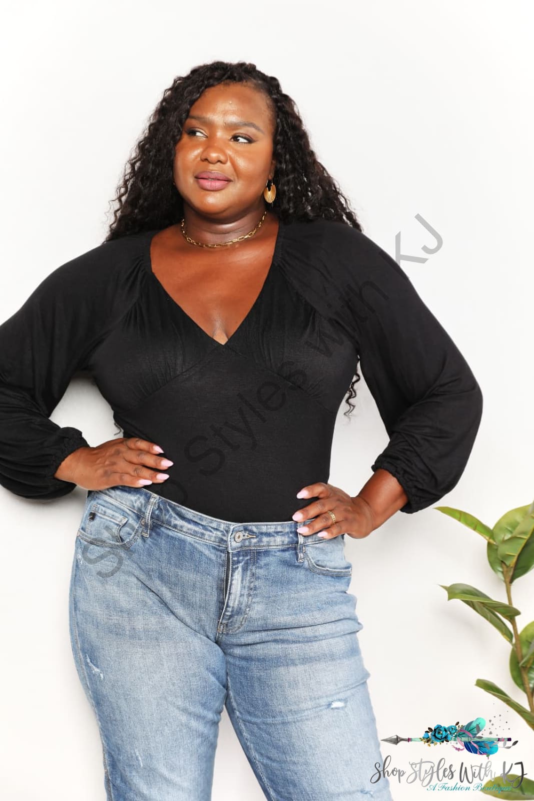 Culture Code Full Size V- Neck Bodysuit