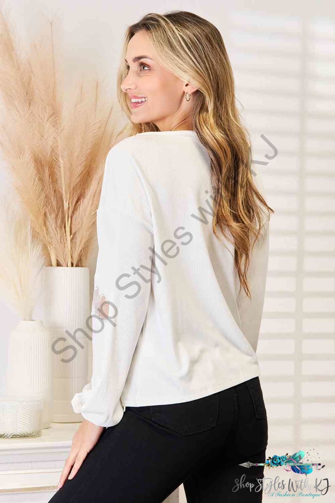 Double Take V-Neck Dropped Shoulder Blouse