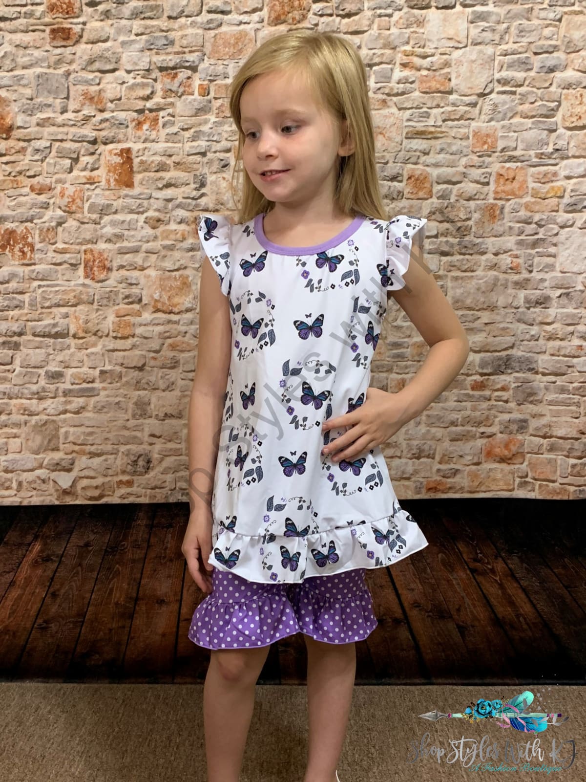 Wings Of A Butterfly 2Pc Short Set Kids