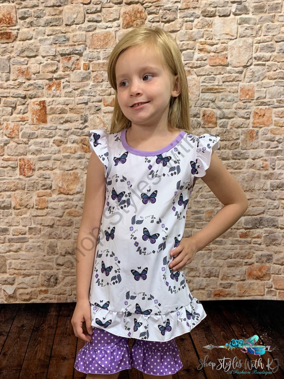 Wings Of A Butterfly 2Pc Short Set Kids