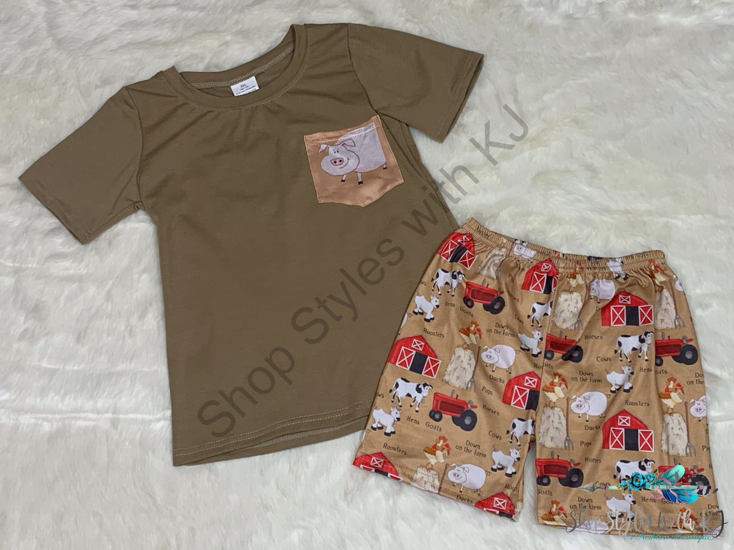 Down On The Farm 2Pc Short Set Kids