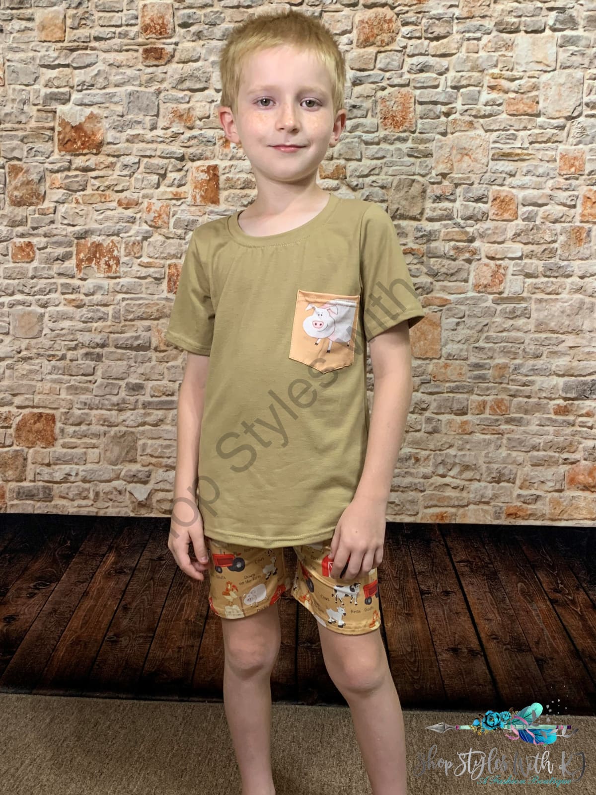 Down On The Farm 2Pc Short Set Kids