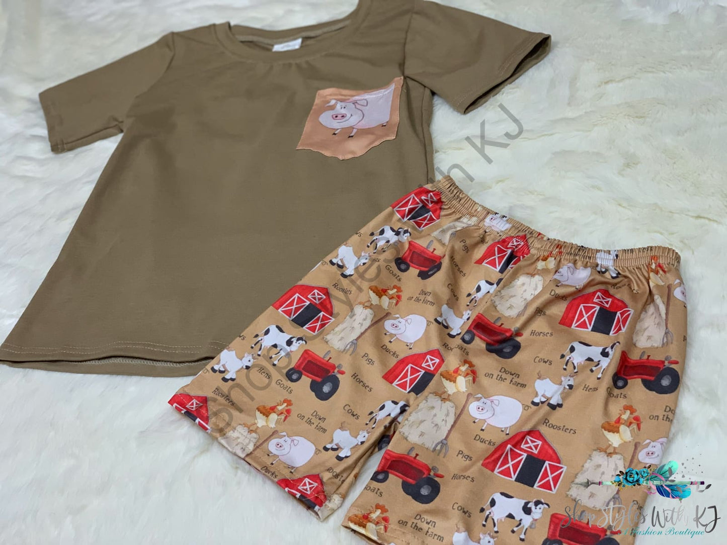 Down On The Farm 2Pc Short Set Kids