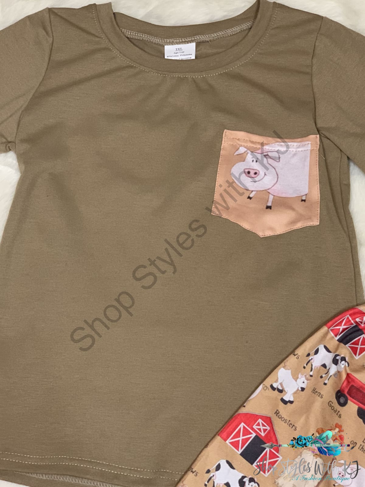 Down On The Farm 2Pc Short Set Kids