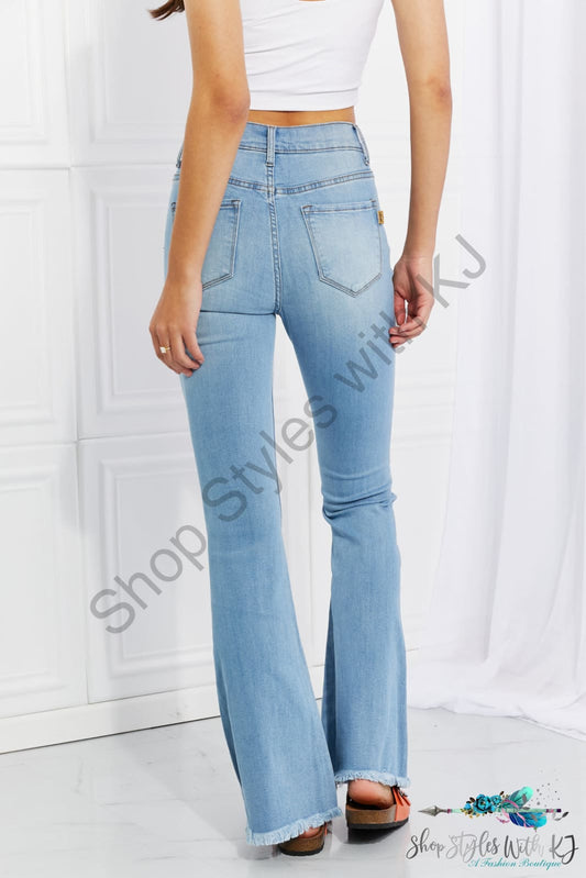 Jess High Rise Button Flare Jeans Pants